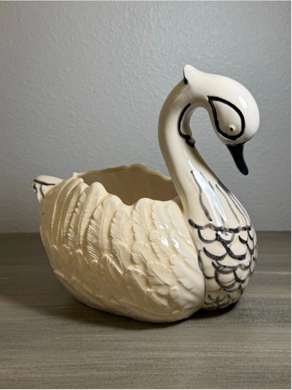 vintage ceramic swan planter trinket bowl
